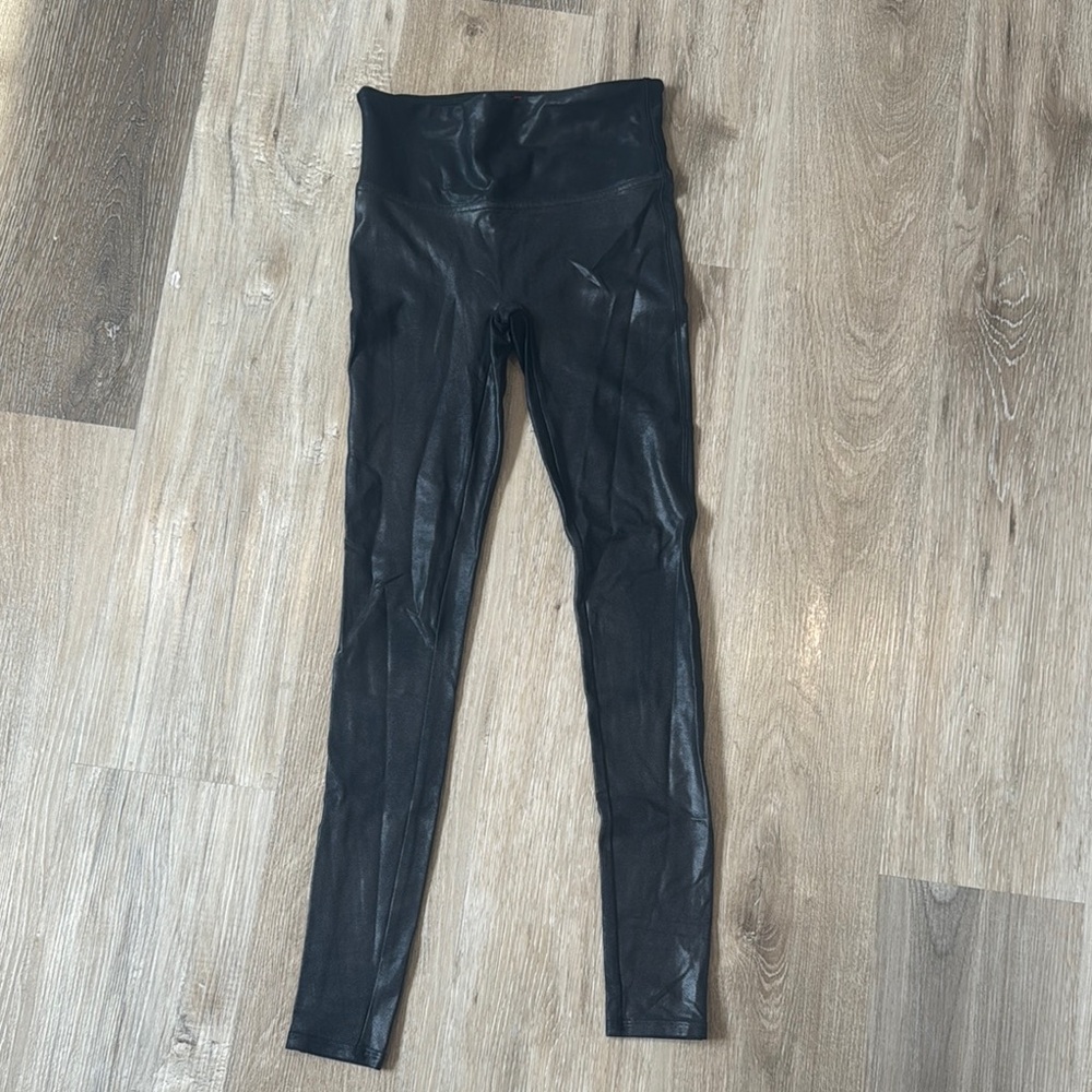 Spanx Black Faux Leather Leggings- Small